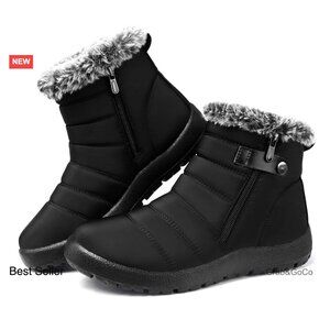 Waterproof Winter Ankle Boots Non Slip Fur Lined Warm Outdoor Snow Booties